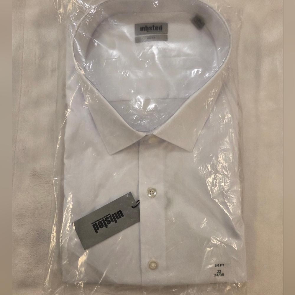 NWT Unlisted by Kenneth Cole White Dress Shirt Big Fit 22 34/35 - Picture 2 of 4